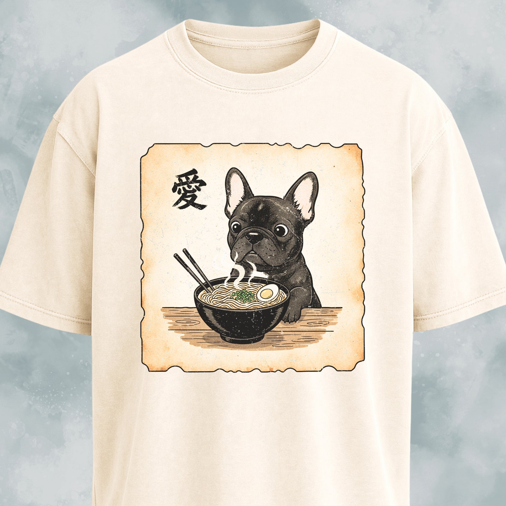 Japanese Style Frenchie Eating Ramen T-Shirt