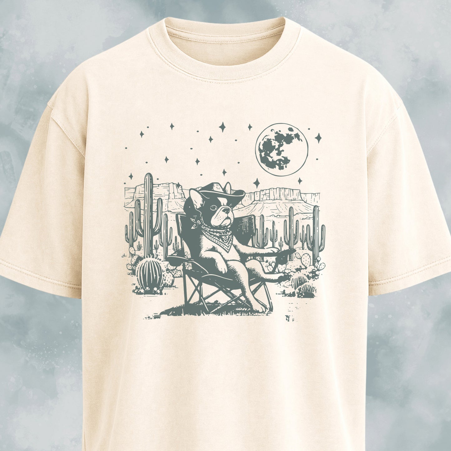 Cowboy French Bulldog In The Desert T-Shirt
