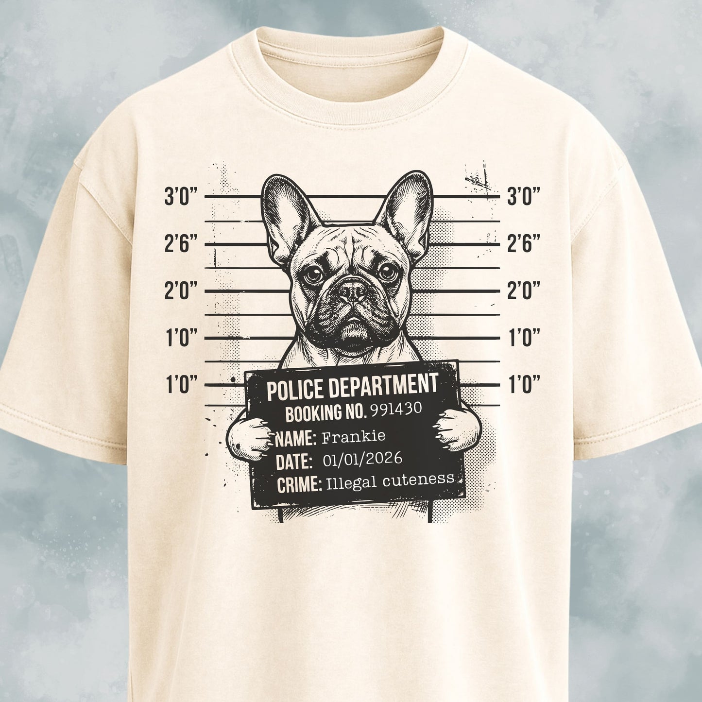 Personalized French Bulldog Mugshot T-Shirt