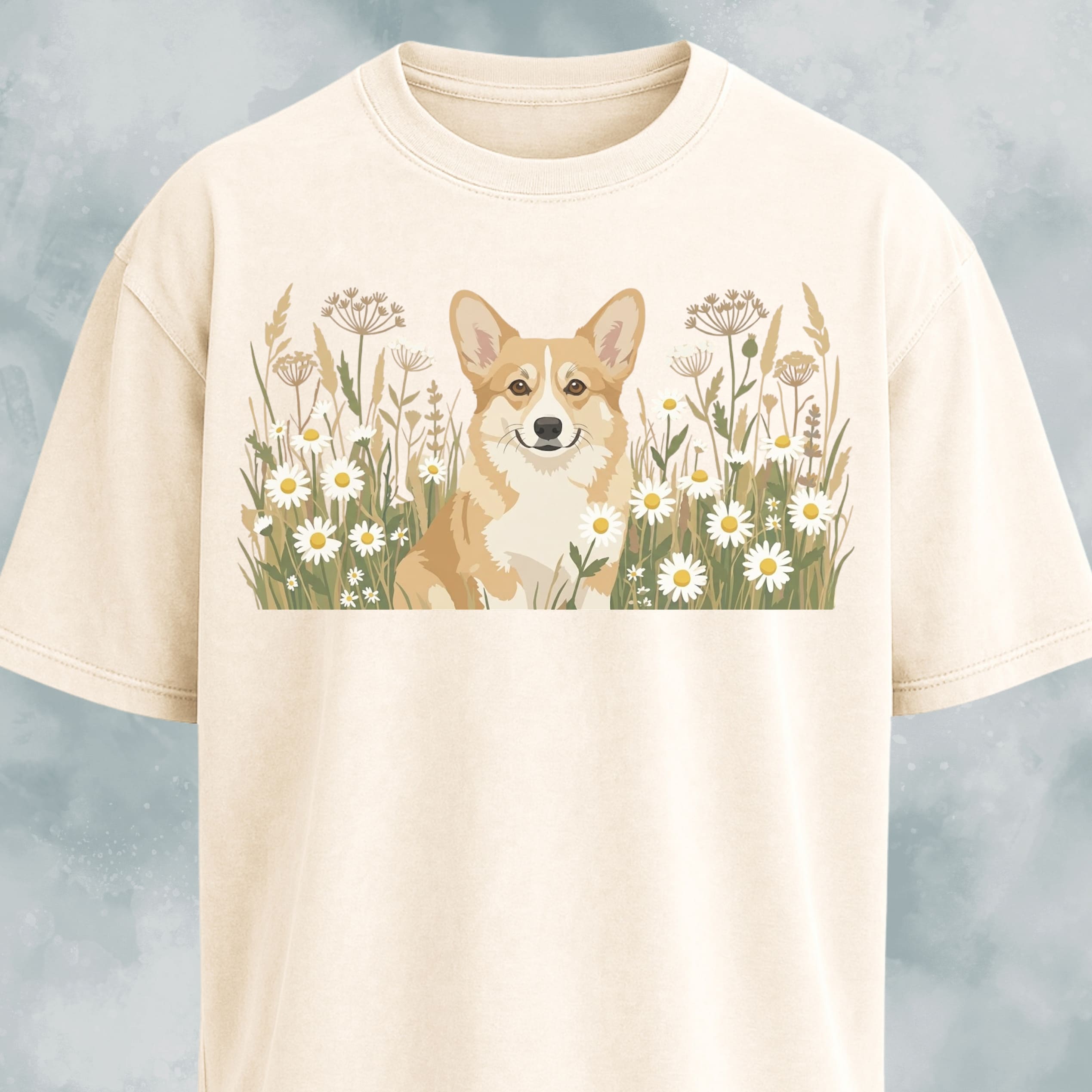 Floral Corgi Graphic T-Shirt