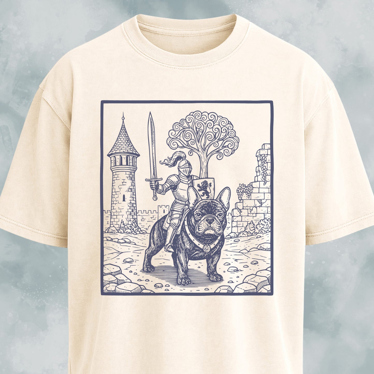 Knight Riding A Medieval French Bulldog T-Shirt