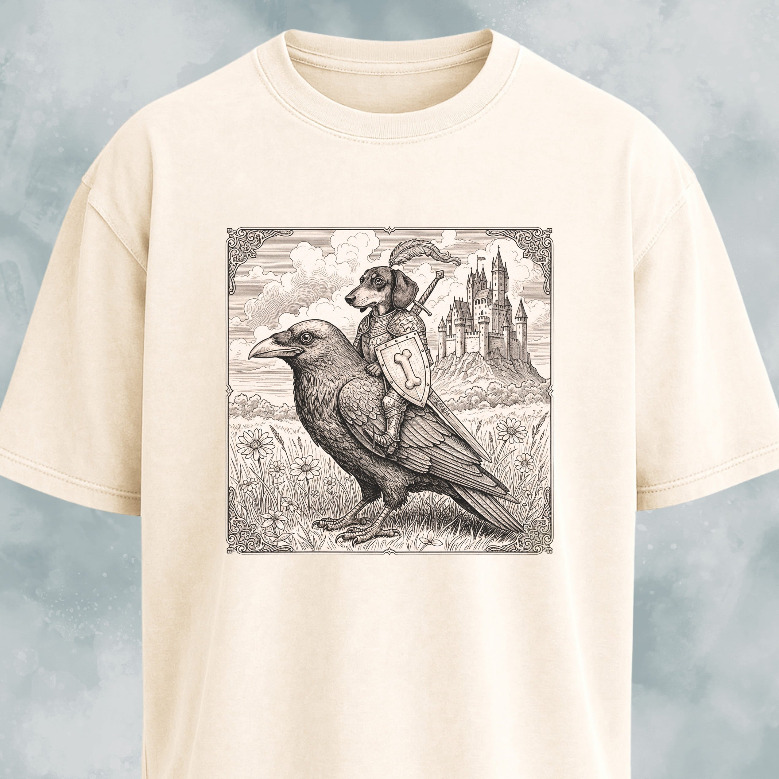 Medieval Sir Doxen On A Crow T-Shirt