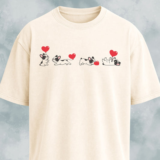 Frenchie Heart Balloon Collage T-Shirt
