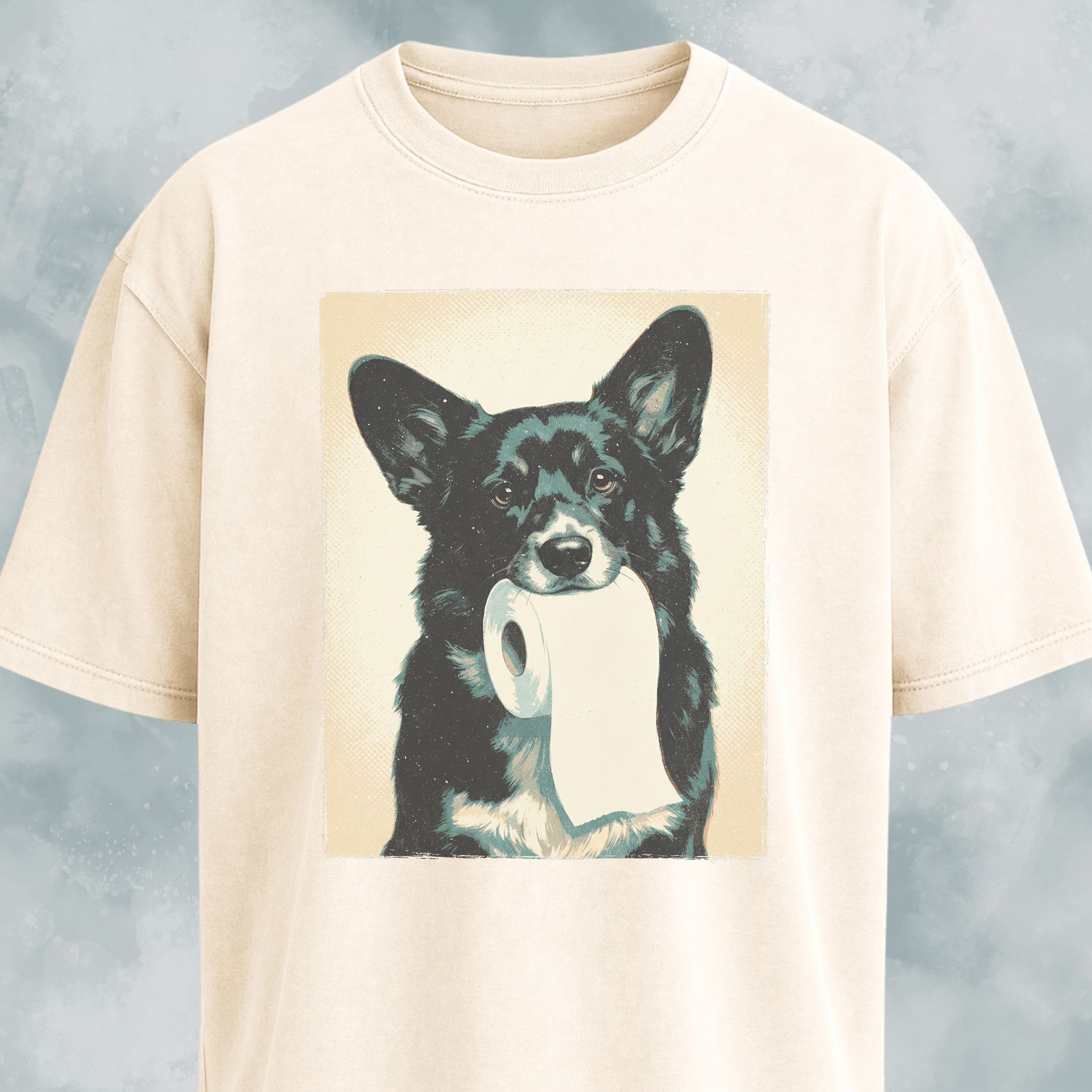 Black Corgi With Toilet Paper T-Shirt