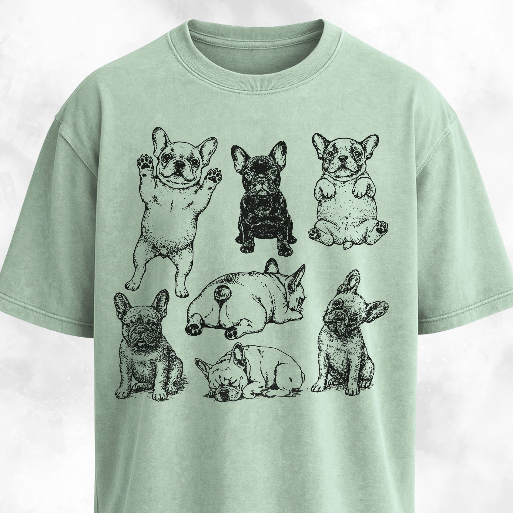 Frenchies Cute Vintage Collage T-Shirt