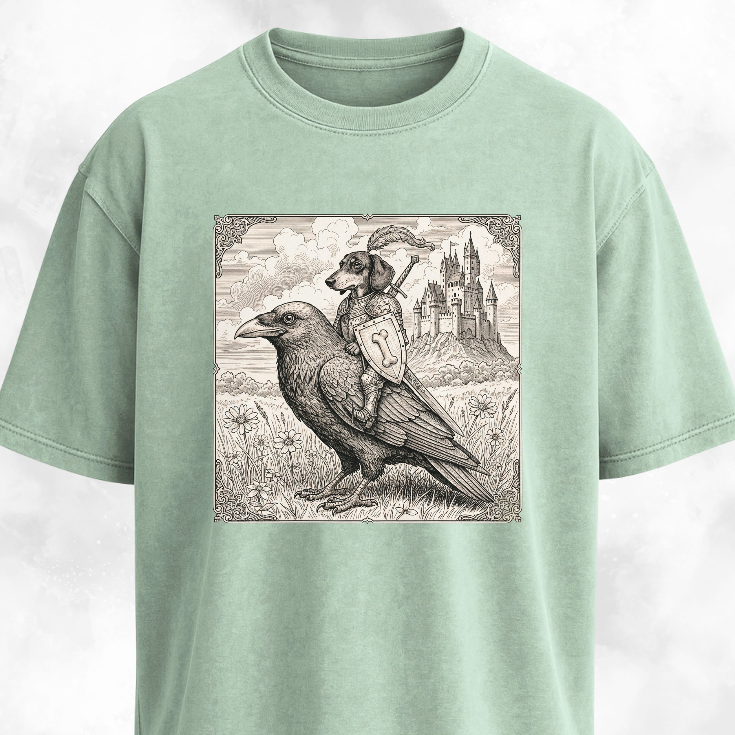 Medieval Sir Doxen On A Crow T-Shirt
