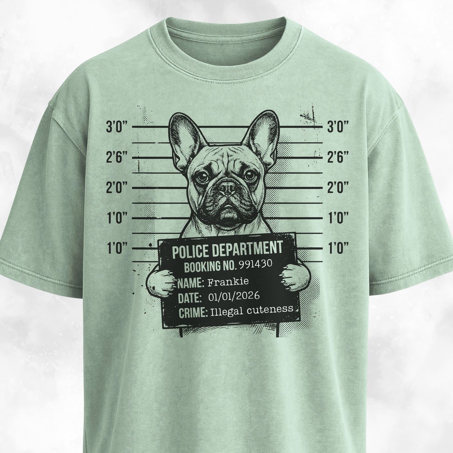Personalized French Bulldog Mugshot T-Shirt