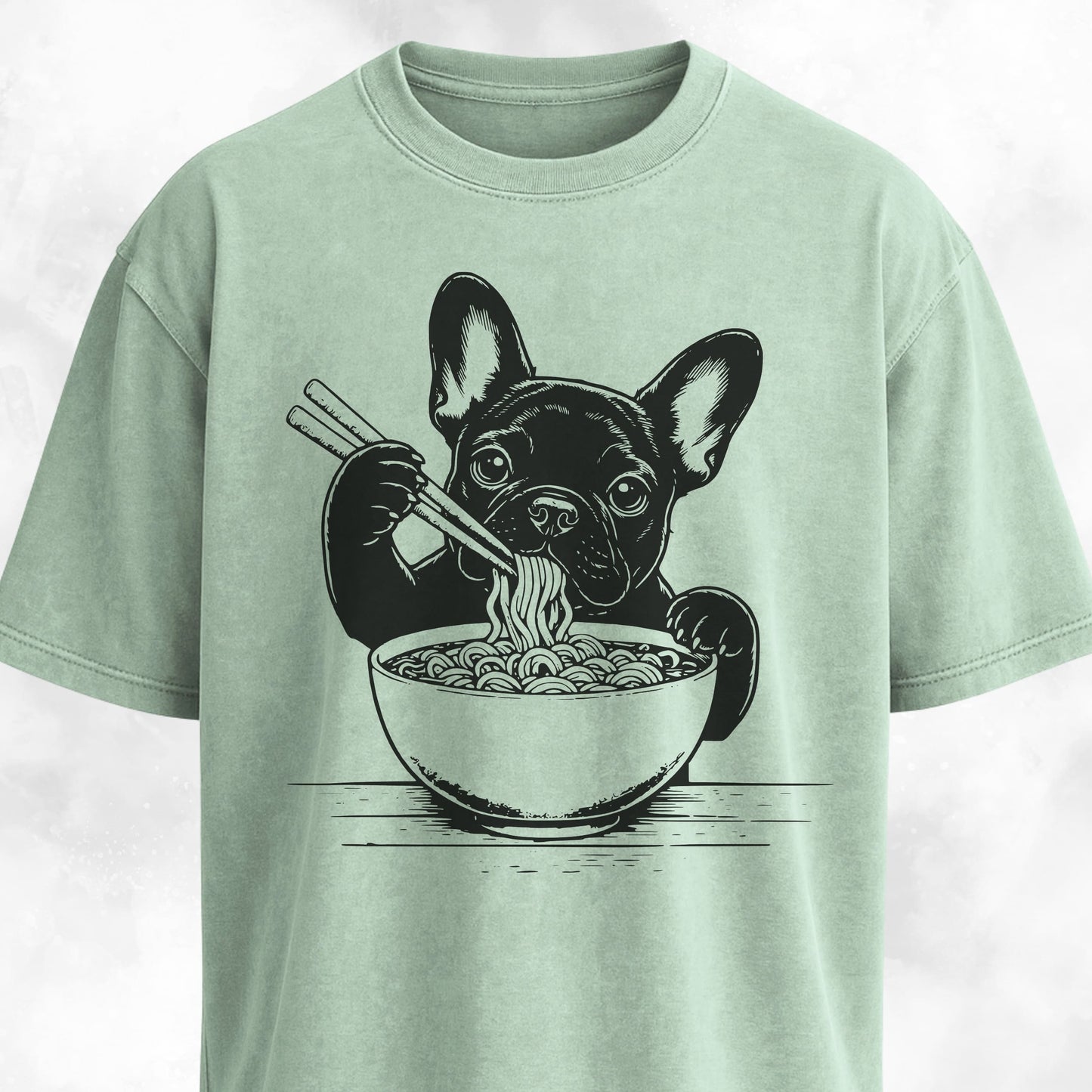 Cute Frenchie Eating Ramen Noodles T-Shirt