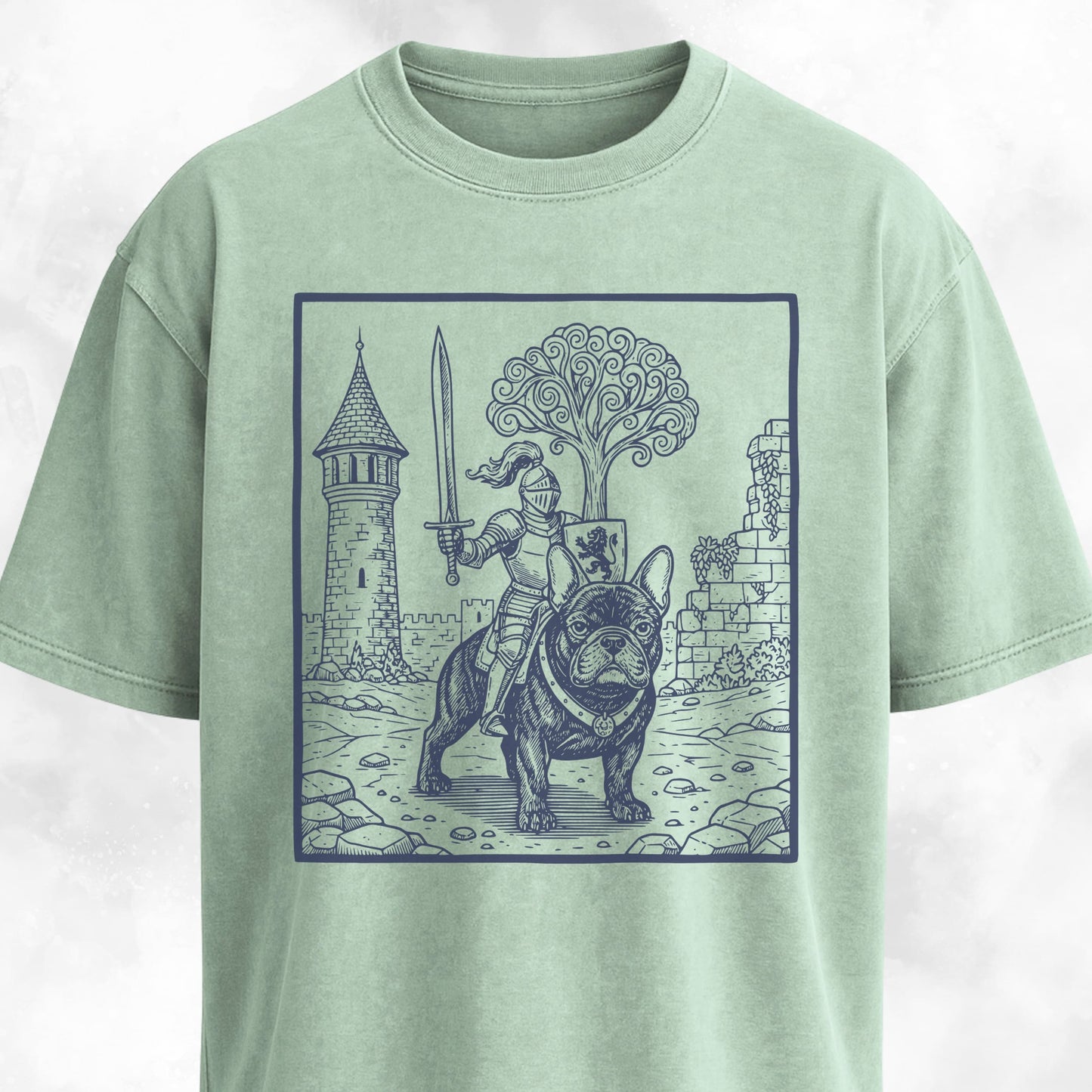 Knight Riding A Medieval French Bulldog T-Shirt