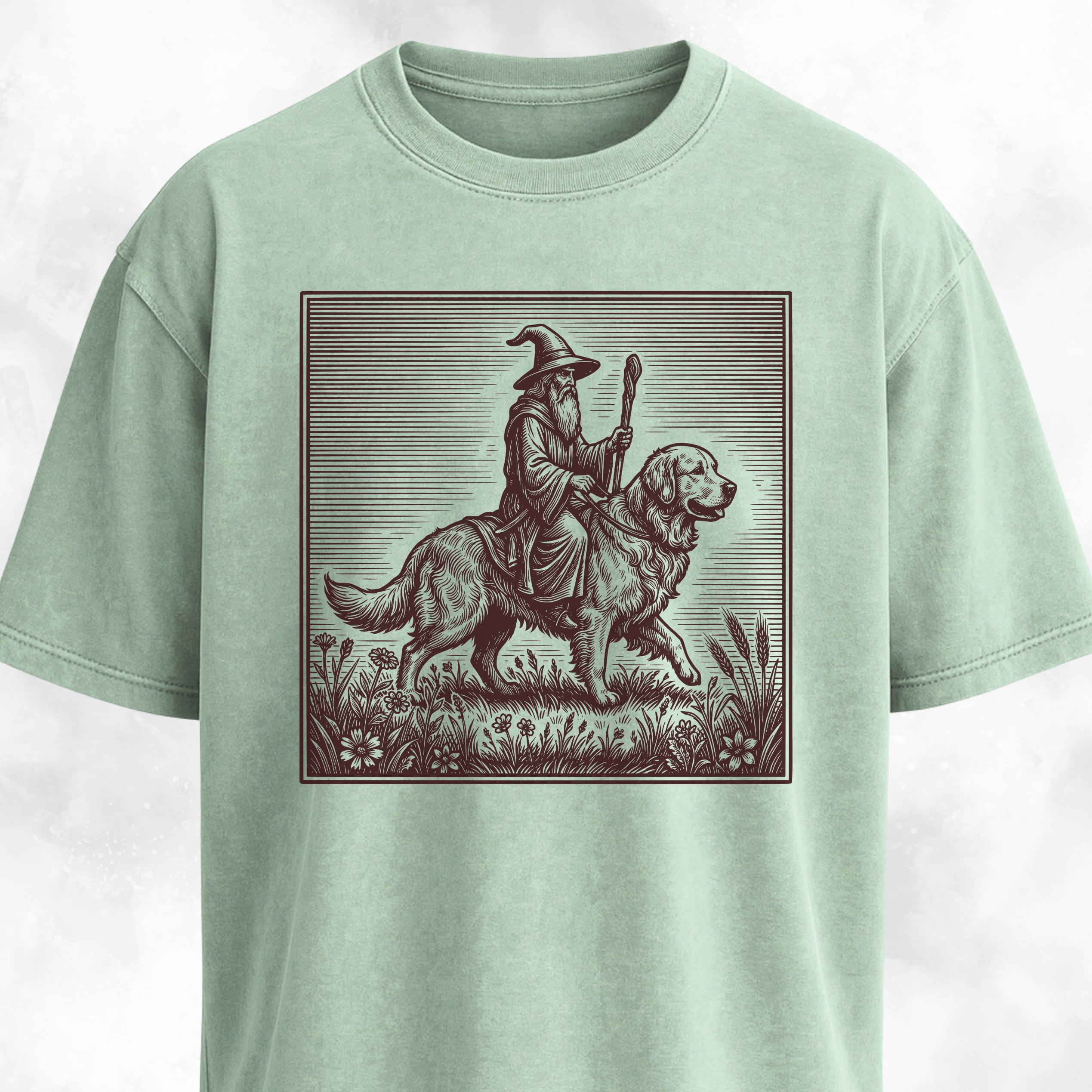 Wizard Riding A Golden Retriever T-Shirt