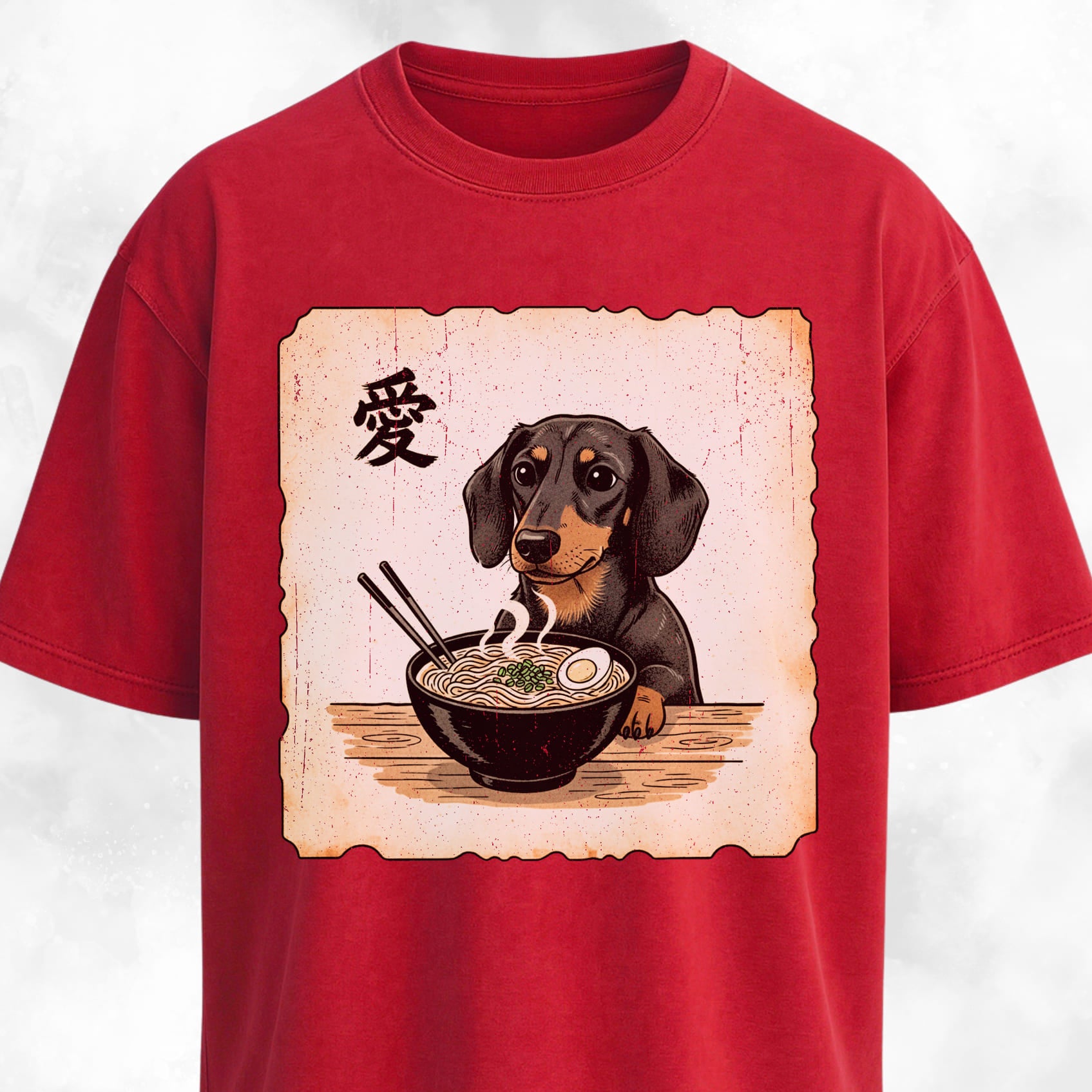 Japanese Style Dachshund Eating Ramen T-Shirt