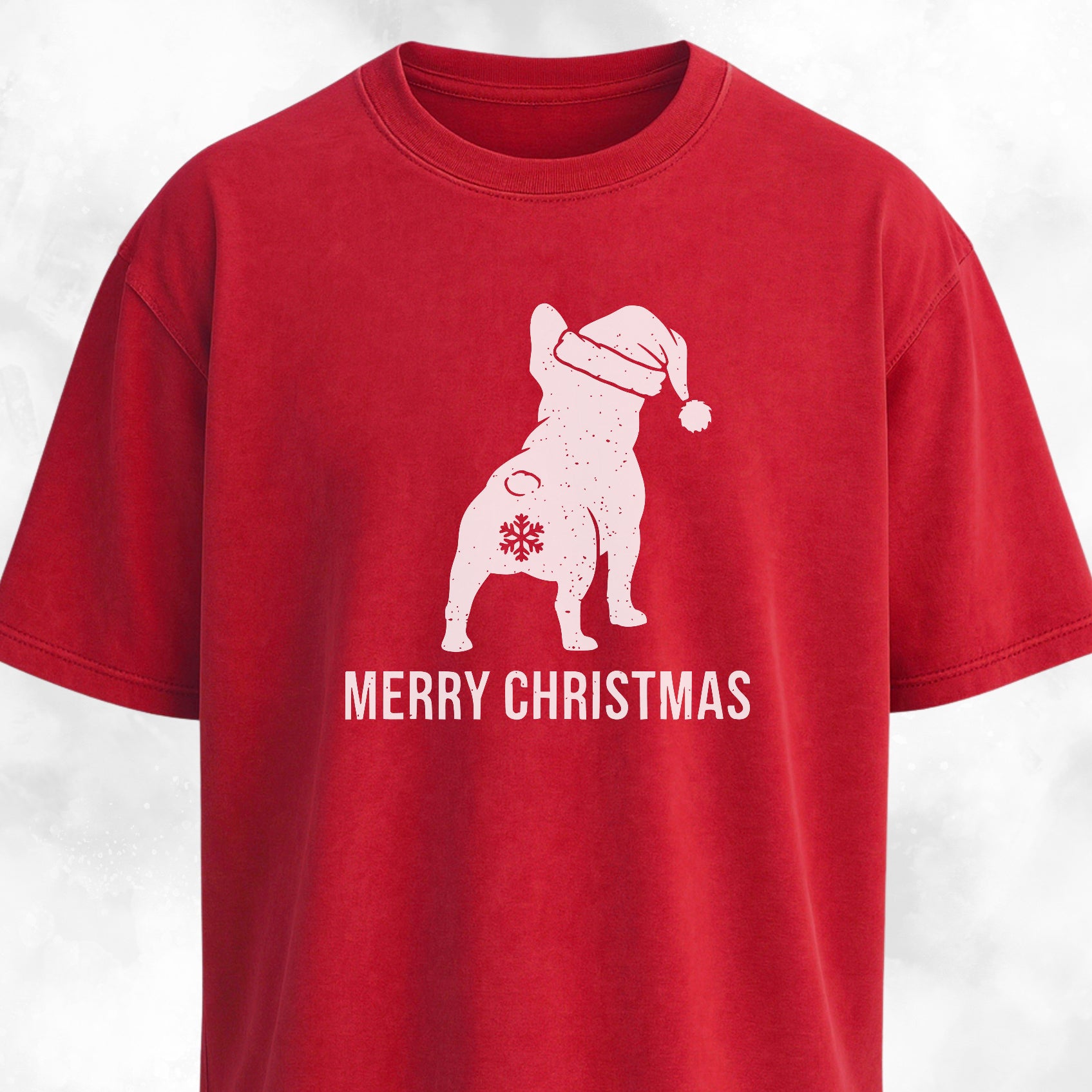 Merry Christmas Snowflake Butt Frenchie Edition T-Shirt