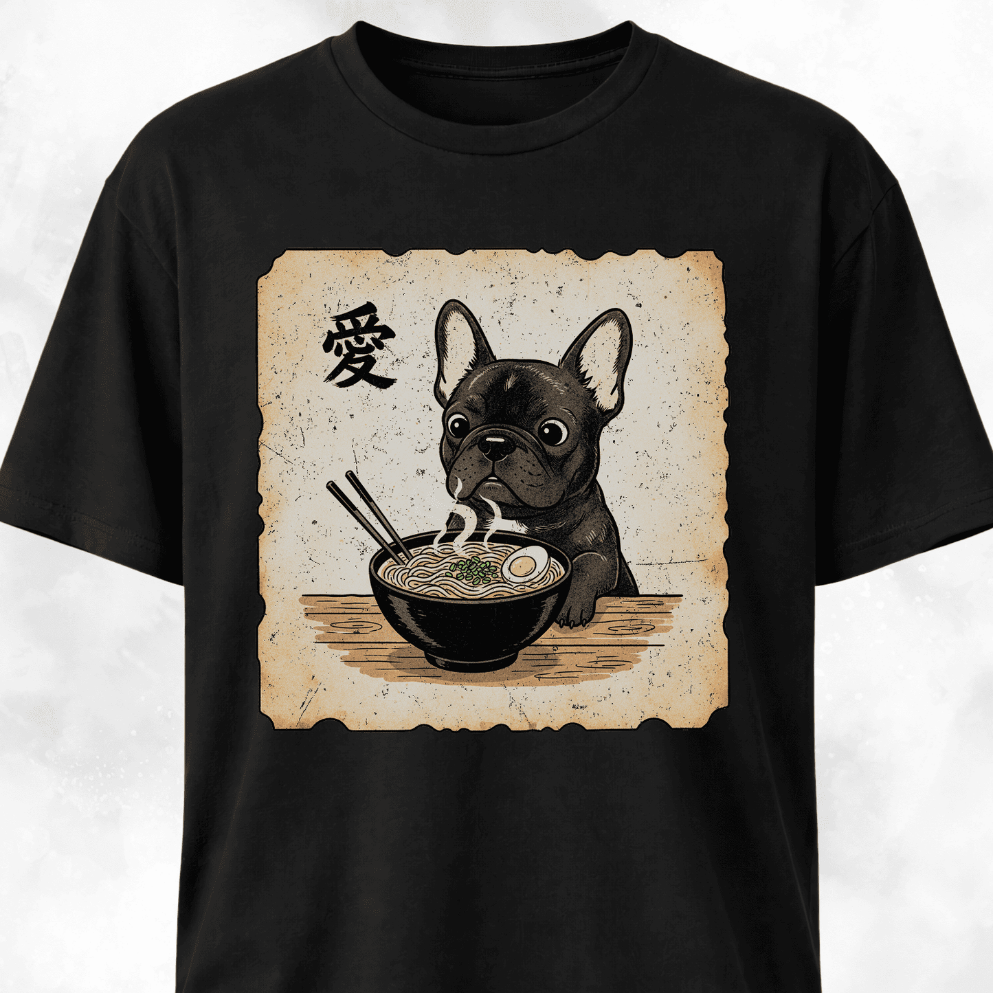 Japanese Style Frenchie Eating Ramen T-Shirt