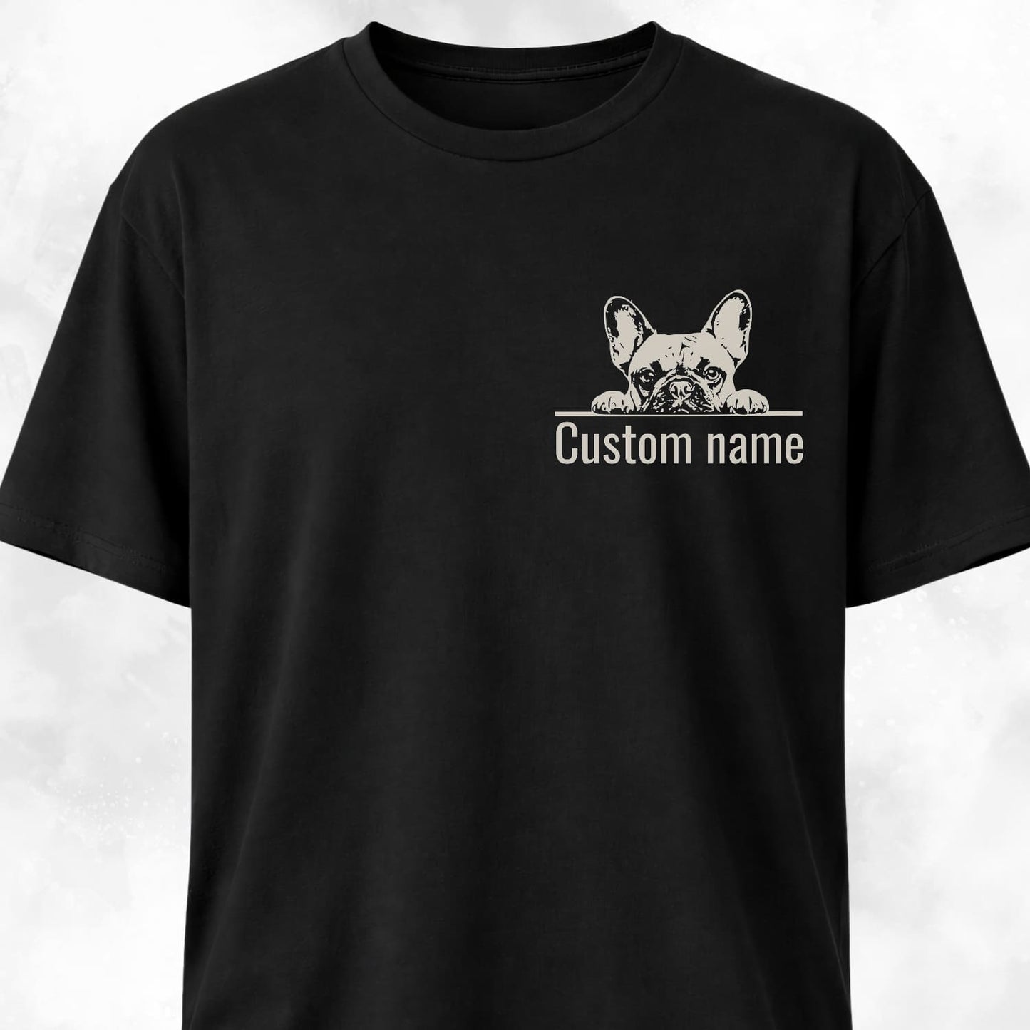 Custom Name French Bulldog Pocket Design T-Shirt