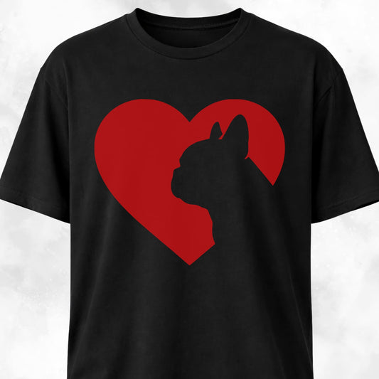 Heart Frenchie Silhouette T-Shirt