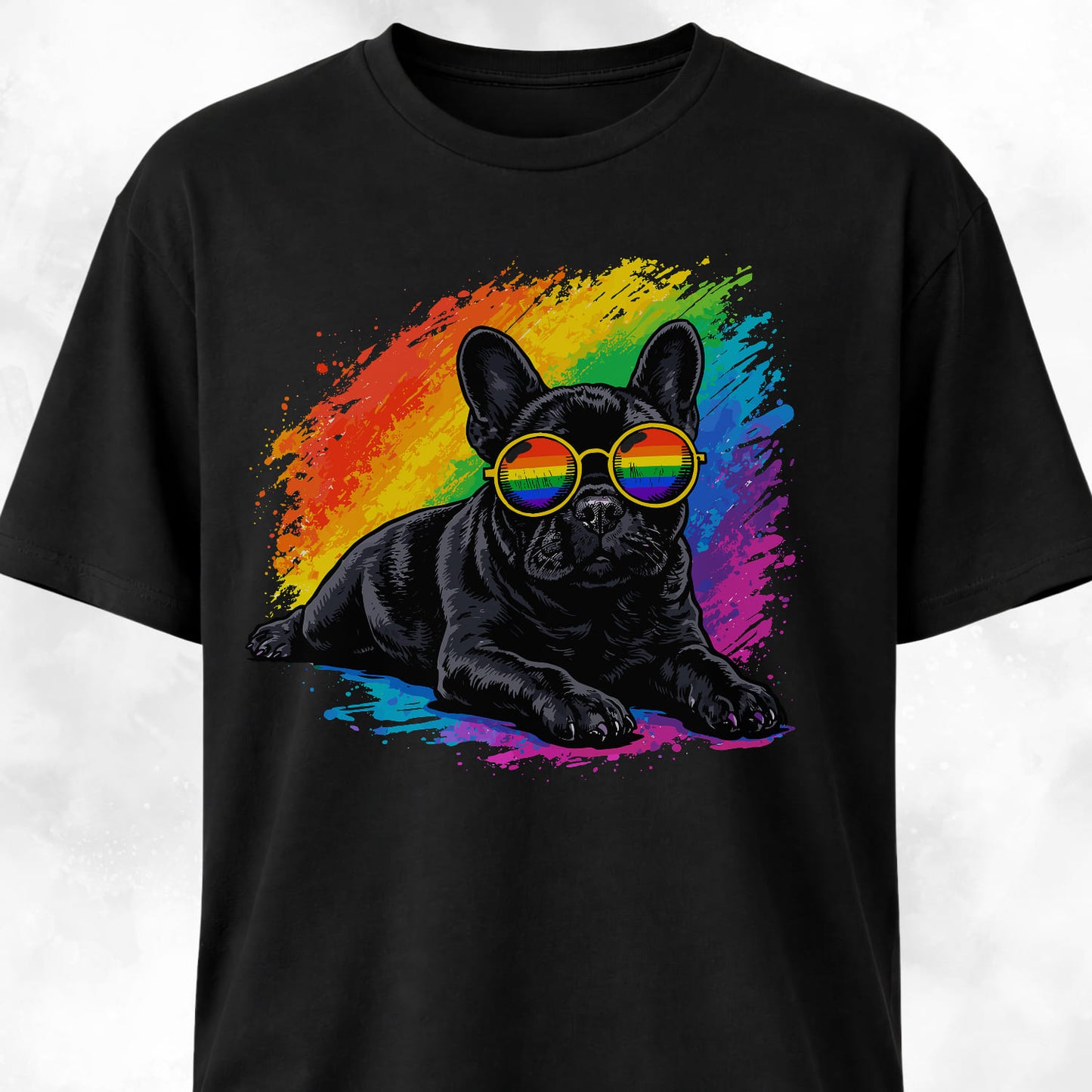 Rainbow Sunglasses French Bulldog T-Shirt