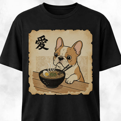 Japanese Tan French Bulldog Eating Ramen T-Shirt