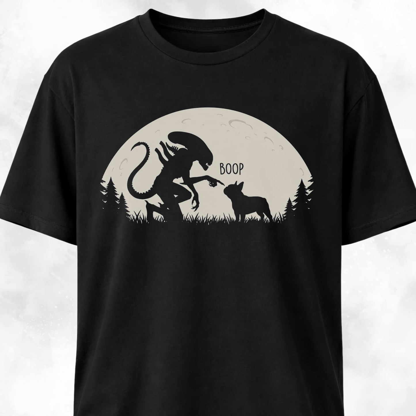 Alien Xenomorph Booping Frenchie T-Shirt