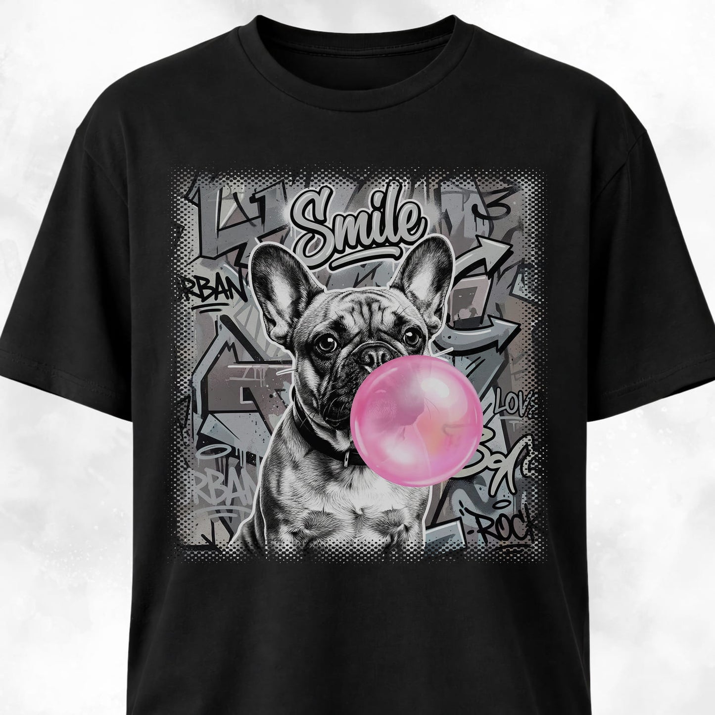 Pink Bubble Gum Cream Frenchie T-Shirt