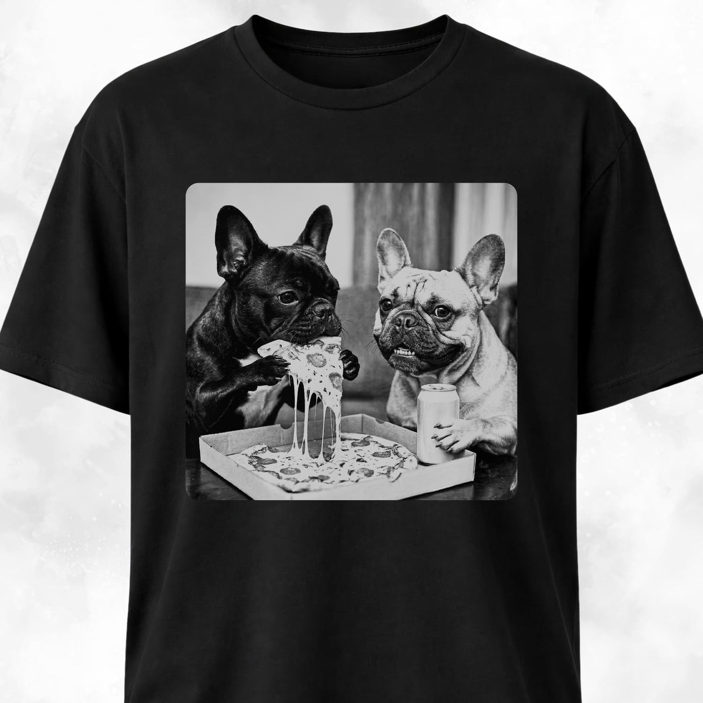 Frenchie Buddies Eating Pizza T-Shirt