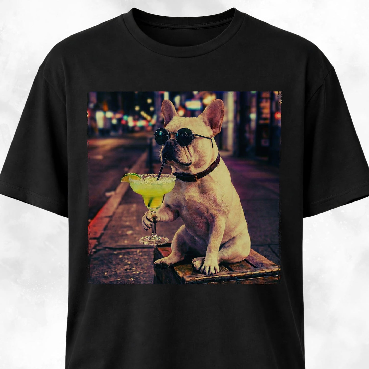 Frenchie Sipping Margarita T-Shirt