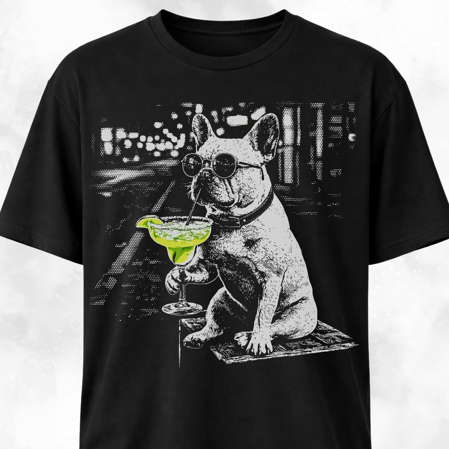 Frenchie Sipping Margarita Revisited T-Shirt