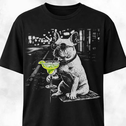 Frenchie Sipping Margarita Revisited T-Shirt