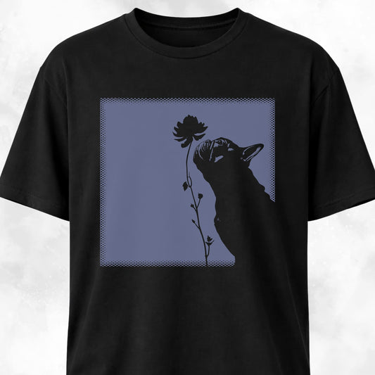 Negative Of Frenchie With Flower T-Shirt