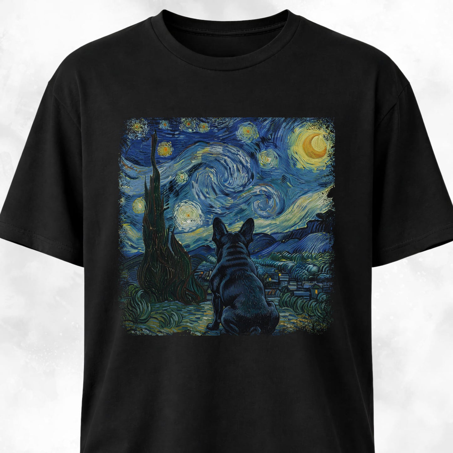 Van Gogh's Starry Night Frenchie Edition T-Shirt