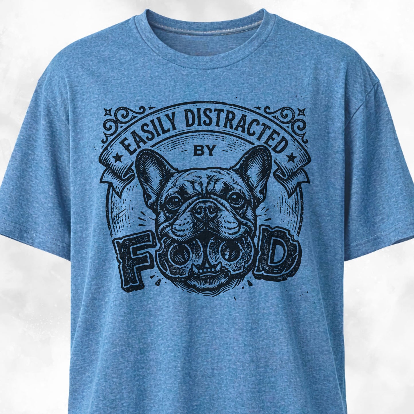 Easily Distracted By Food Frenchie T-Shirt