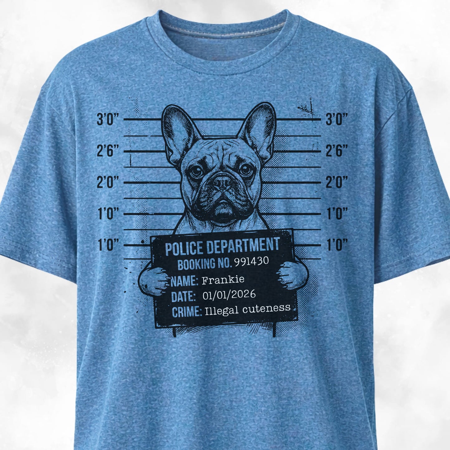 Personalized French Bulldog Mugshot T-Shirt
