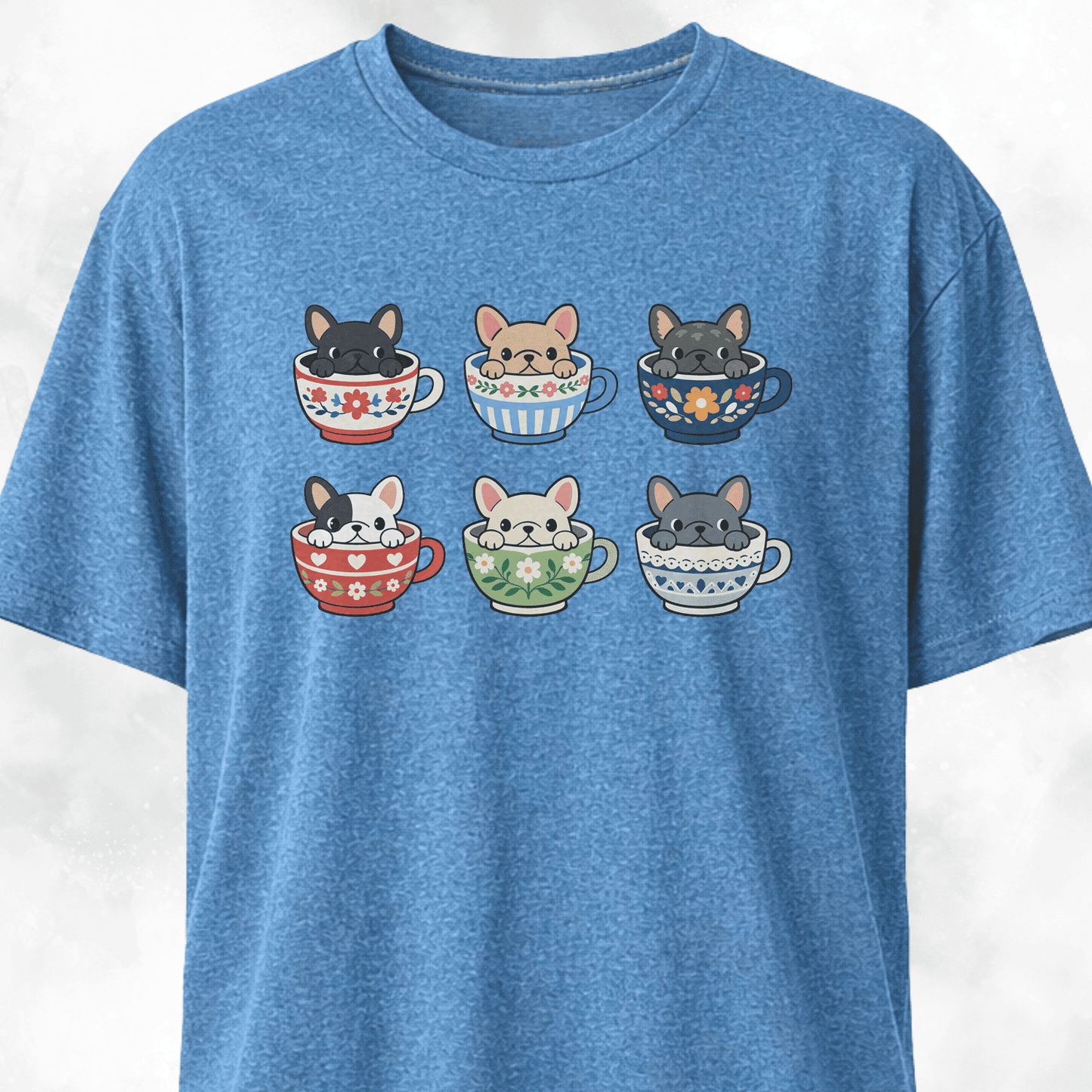 Frenchies Tea Cups Collage T-Shirt