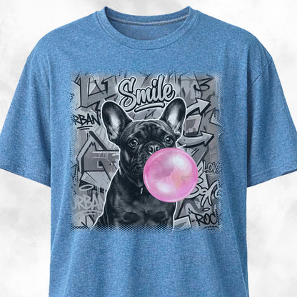 Pink Bubble Gum Black Frenchie T-Shirt