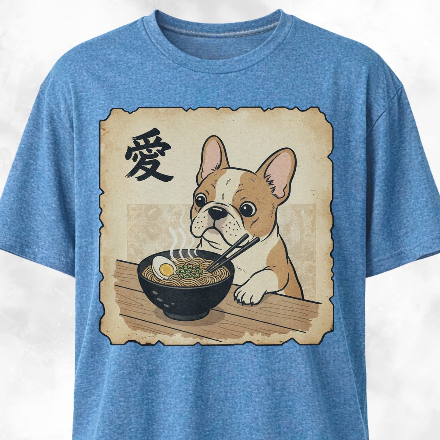 Japanese Tan French Bulldog Eating Ramen T-Shirt
