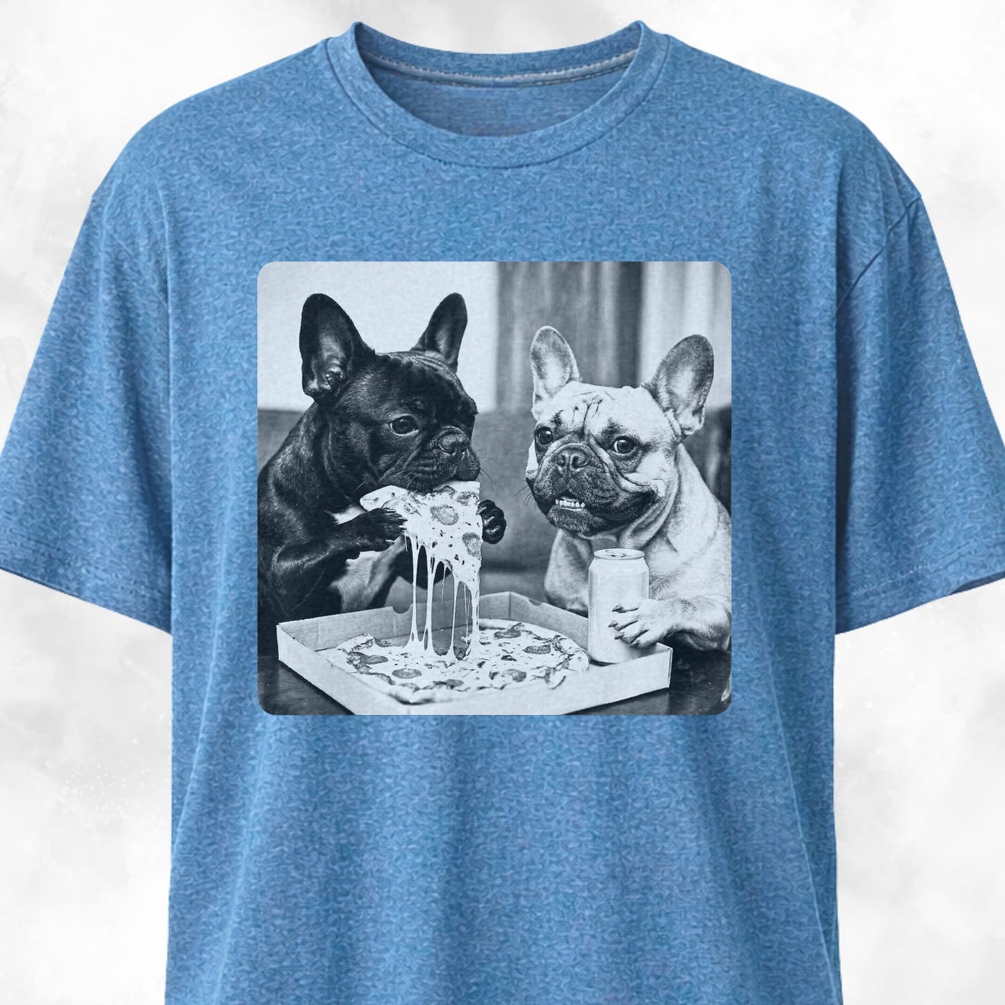 Frenchie Buddies Eating Pizza T-Shirt