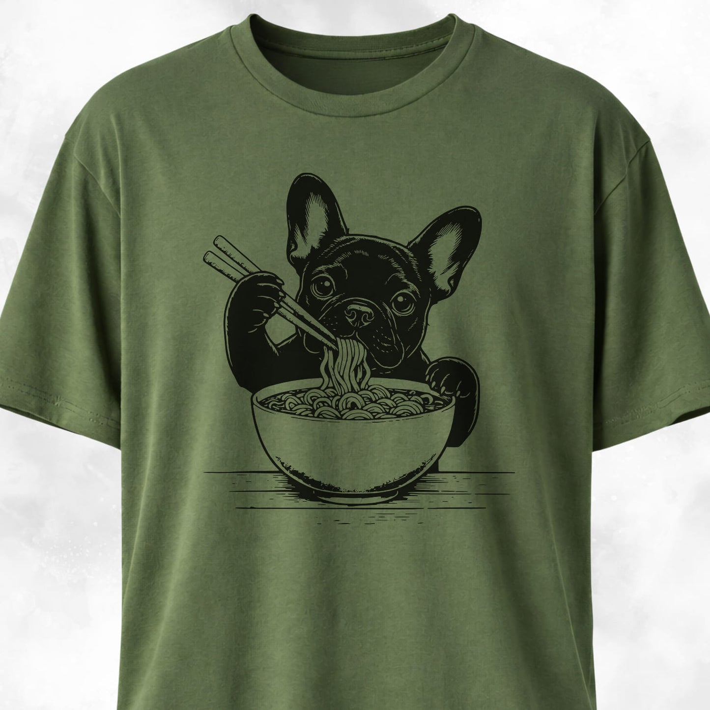 Cute Frenchie Eating Ramen Noodles T-Shirt
