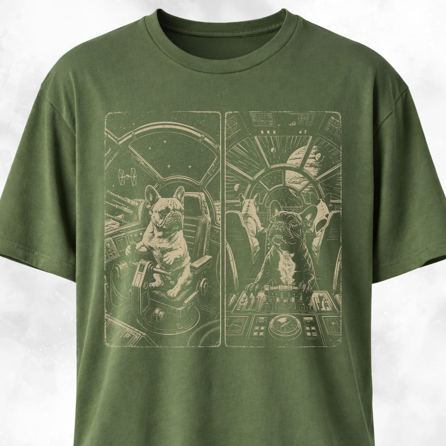 Spaceship Frenchies T-Shirt