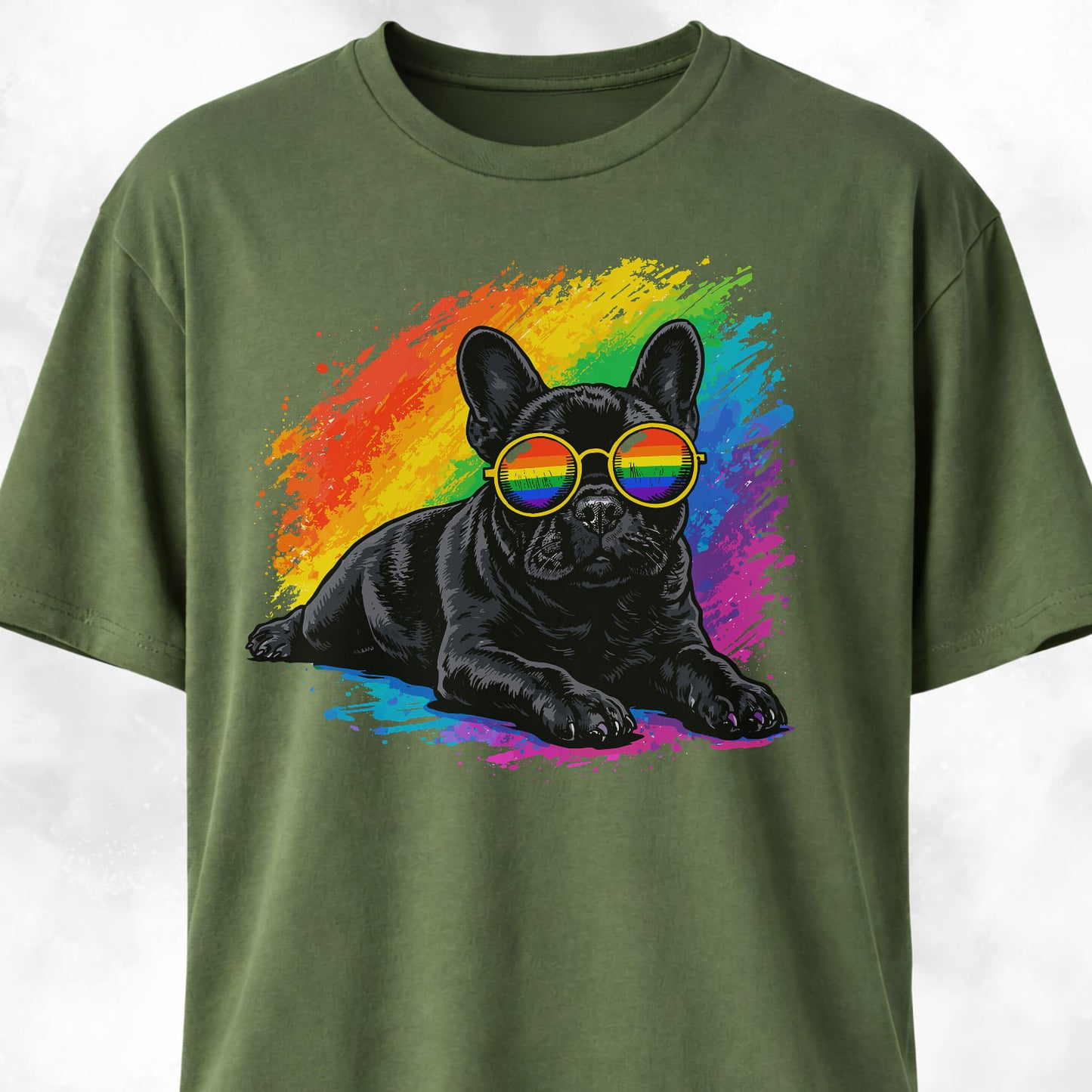 Rainbow Sunglasses French Bulldog T-Shirt