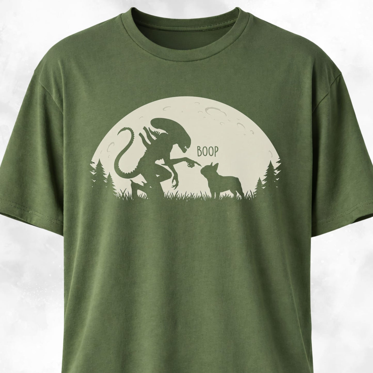 Alien Xenomorph Booping Frenchie T-Shirt