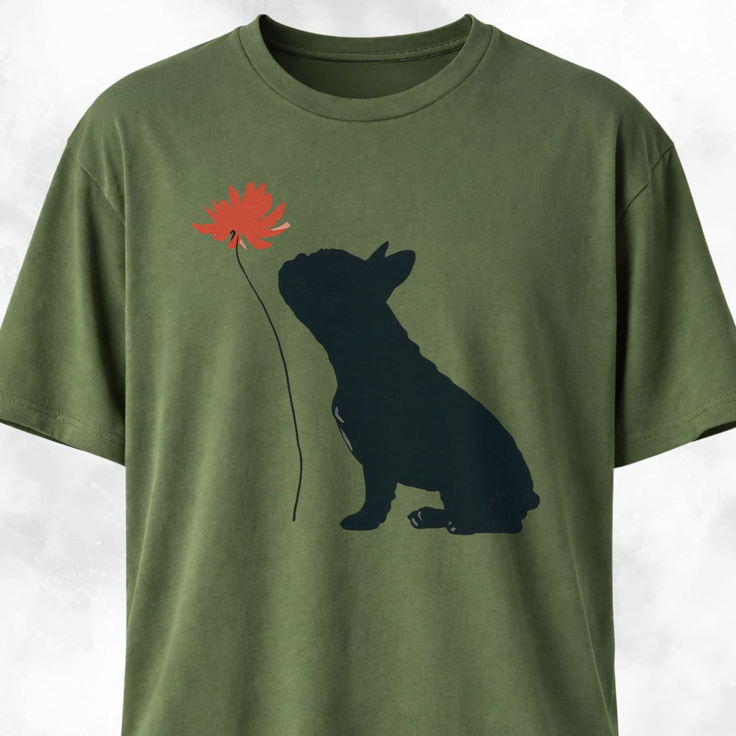 Red Flower French Bulldog T-Shirt
