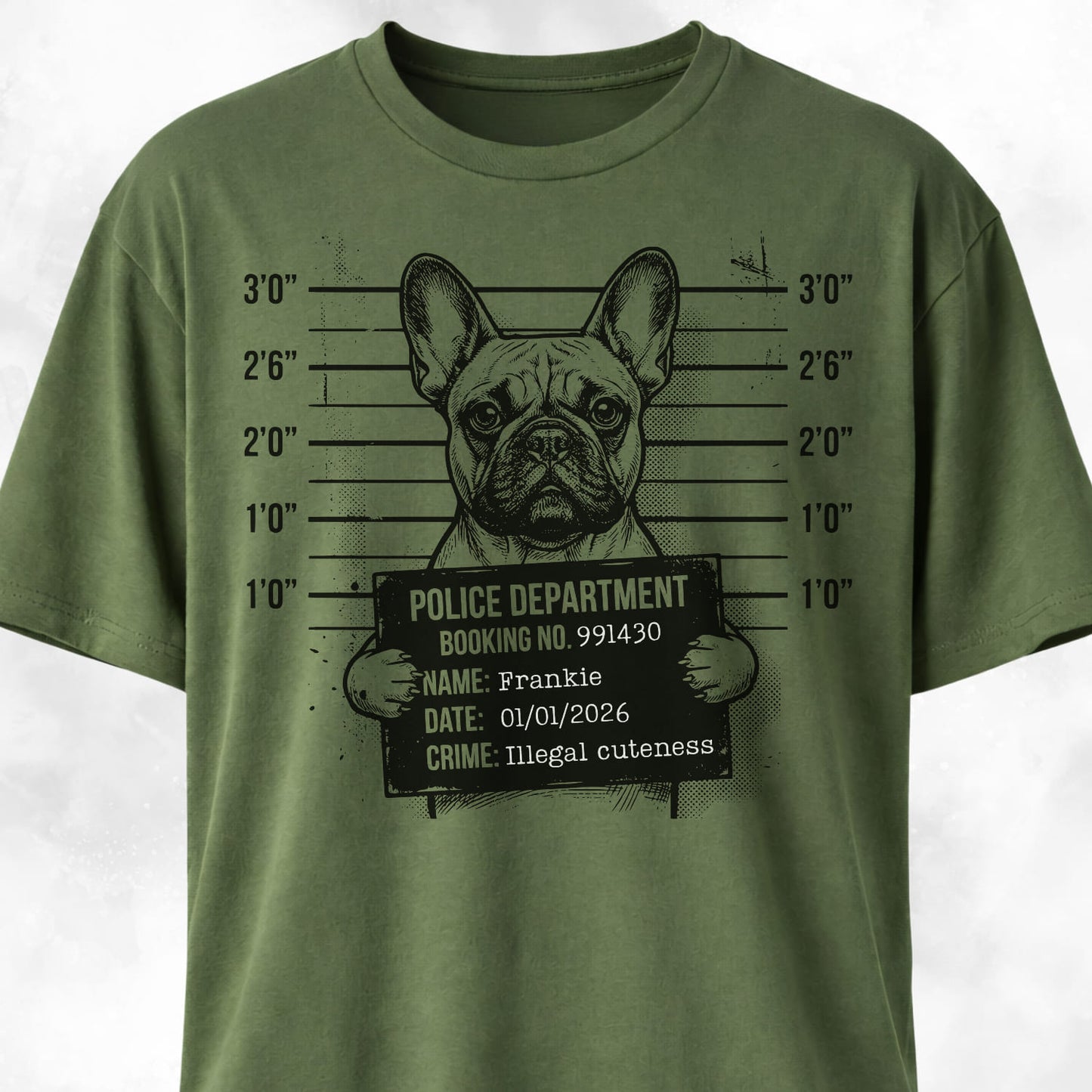 Personalized French Bulldog Mugshot T-Shirt