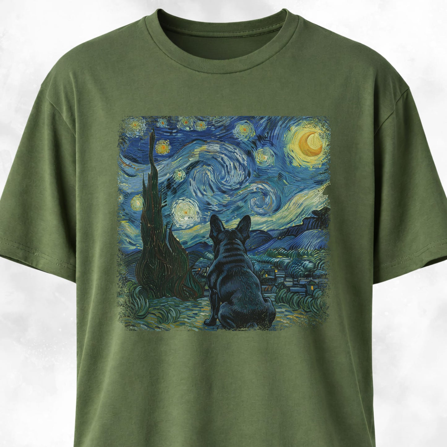 Van Gogh's Starry Night Frenchie Edition T-Shirt