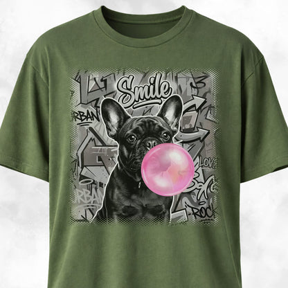Pink Bubble Gum Black Frenchie T-Shirt