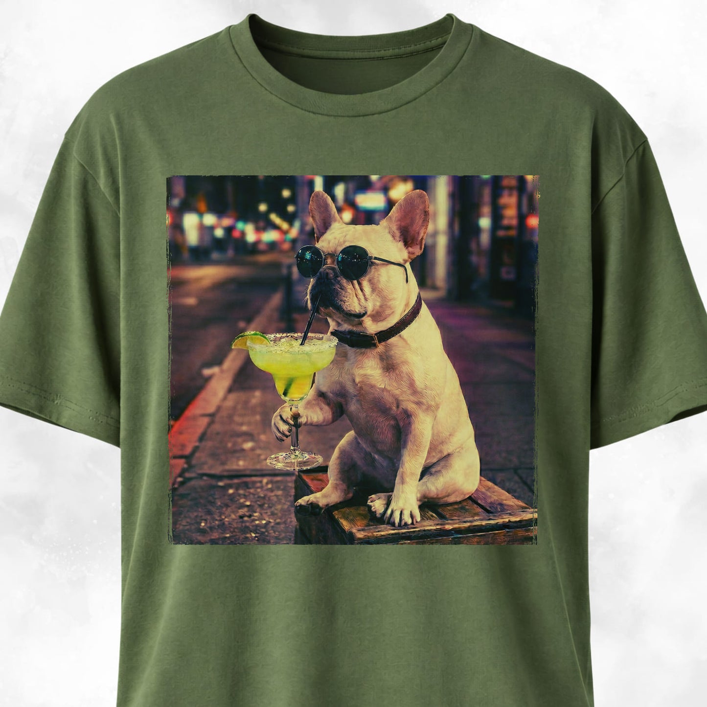 Frenchie Sipping Margarita T-Shirt