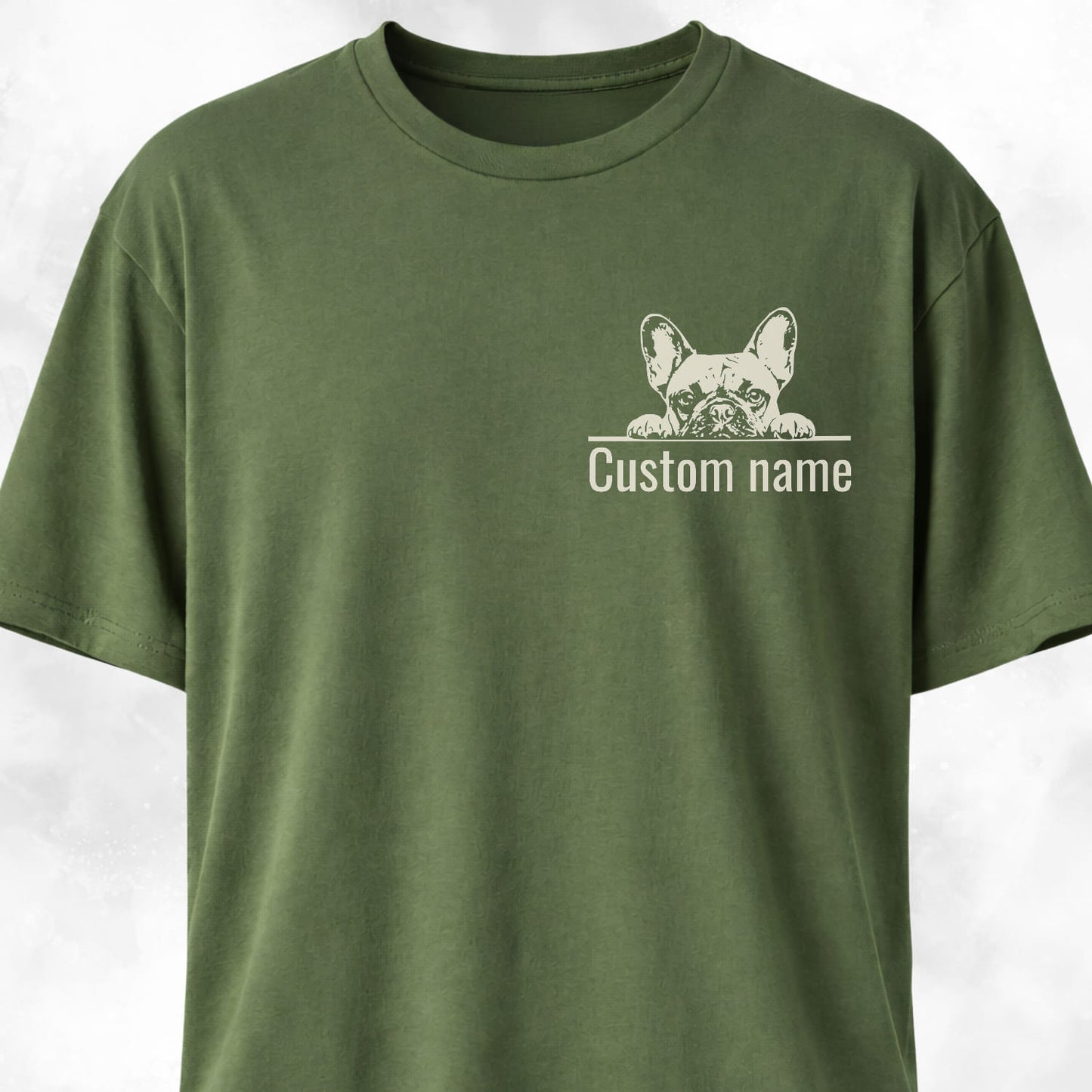 Custom Name French Bulldog Pocket Design T-Shirt