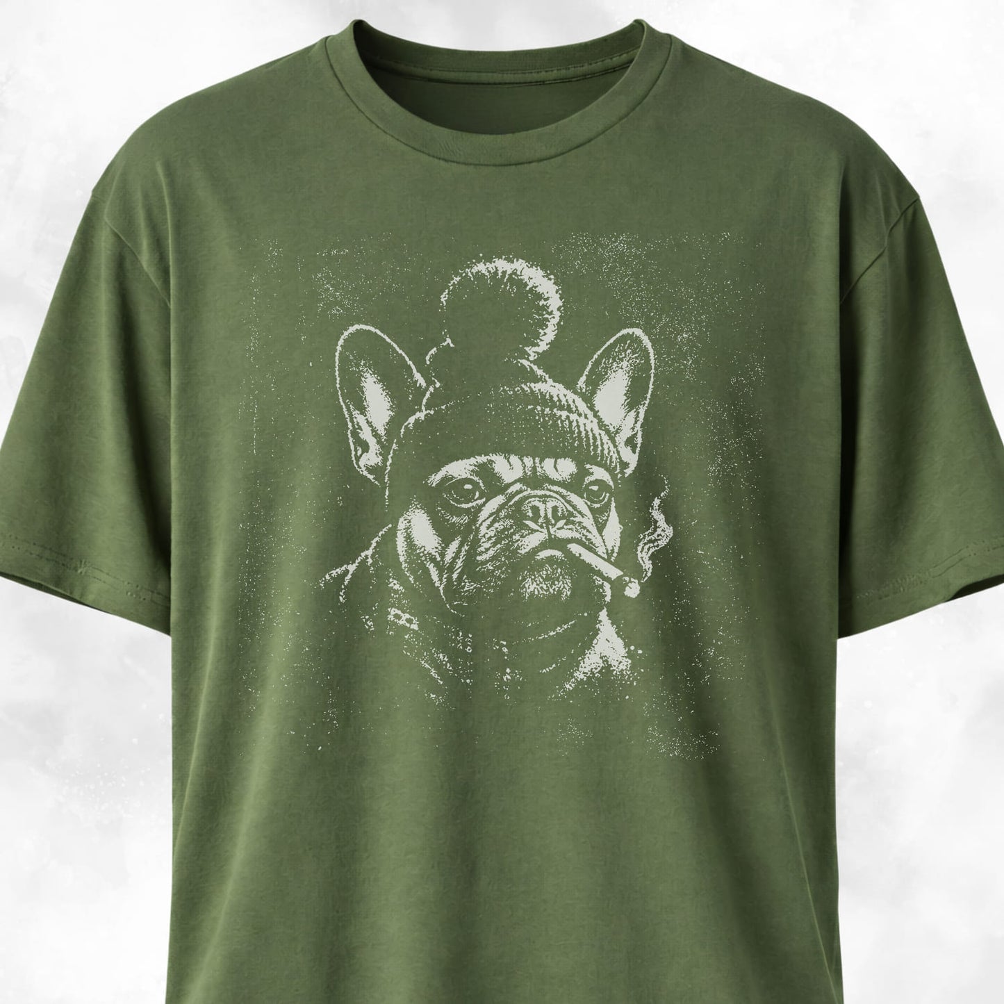 Smoking Frenchie With A Beanie T-Shirt