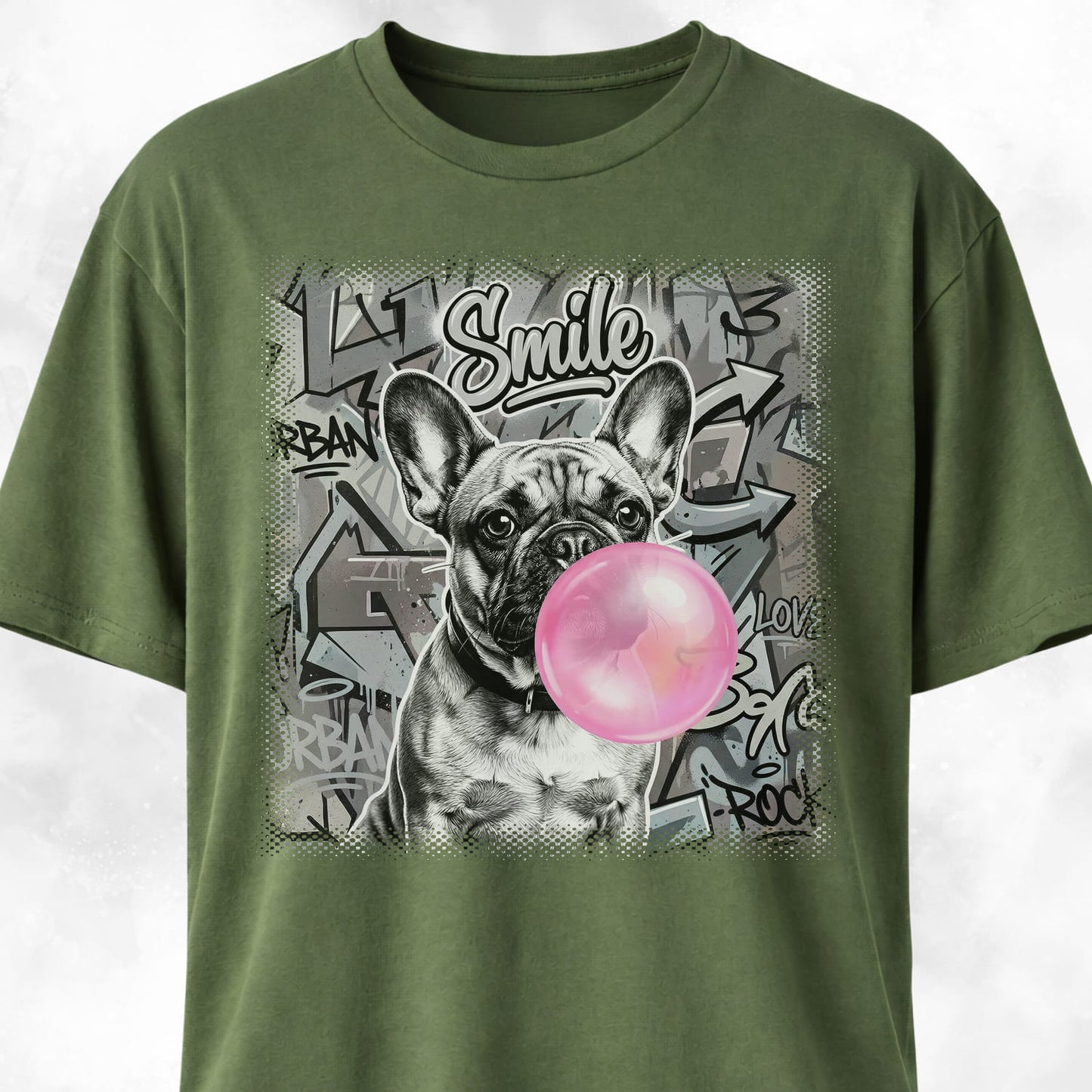 Pink Bubble Gum Cream Frenchie T-Shirt