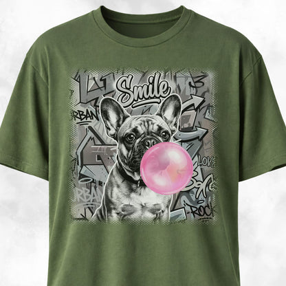 Pink Bubble Gum Cream Frenchie T-Shirt