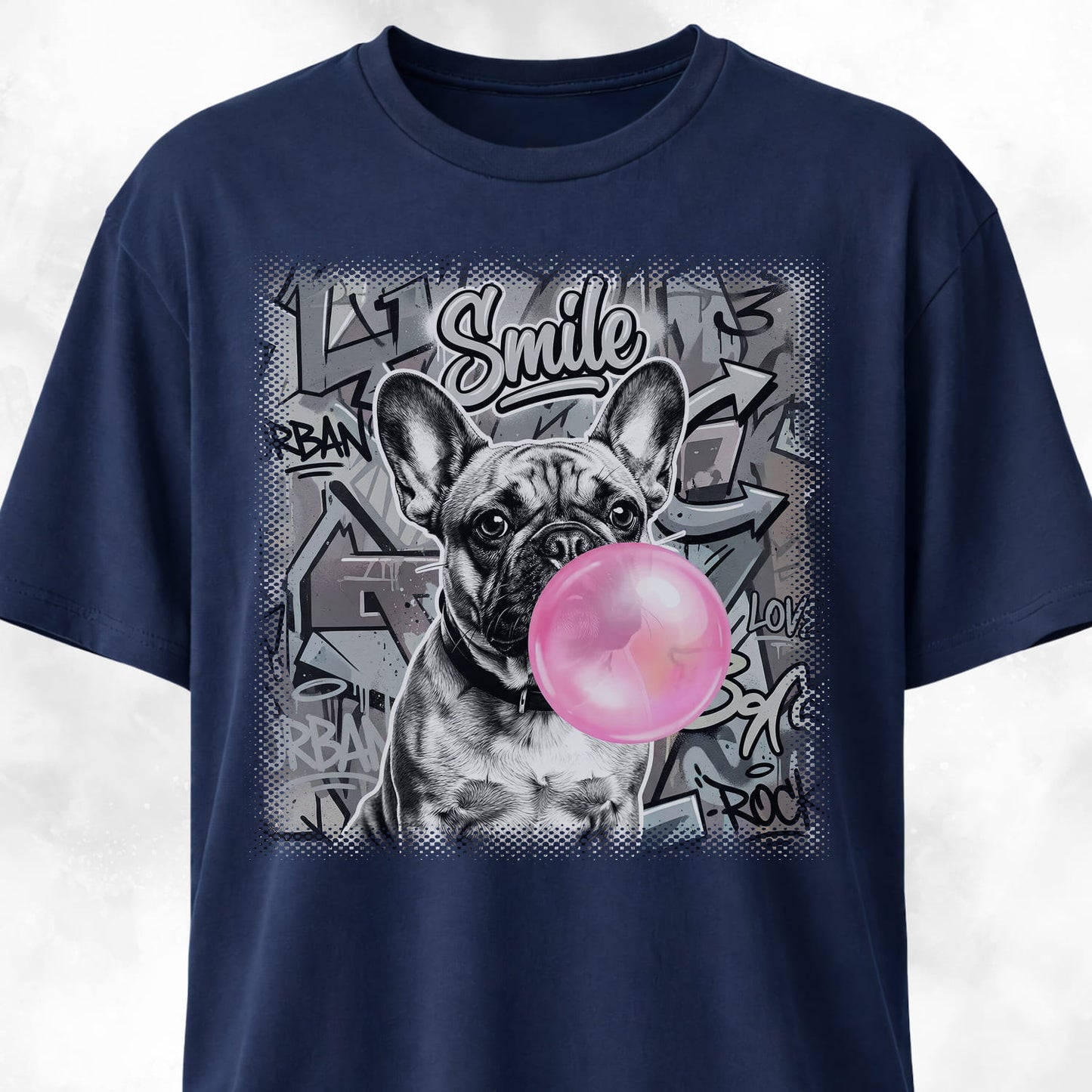 Pink Bubble Gum Cream Frenchie T-Shirt