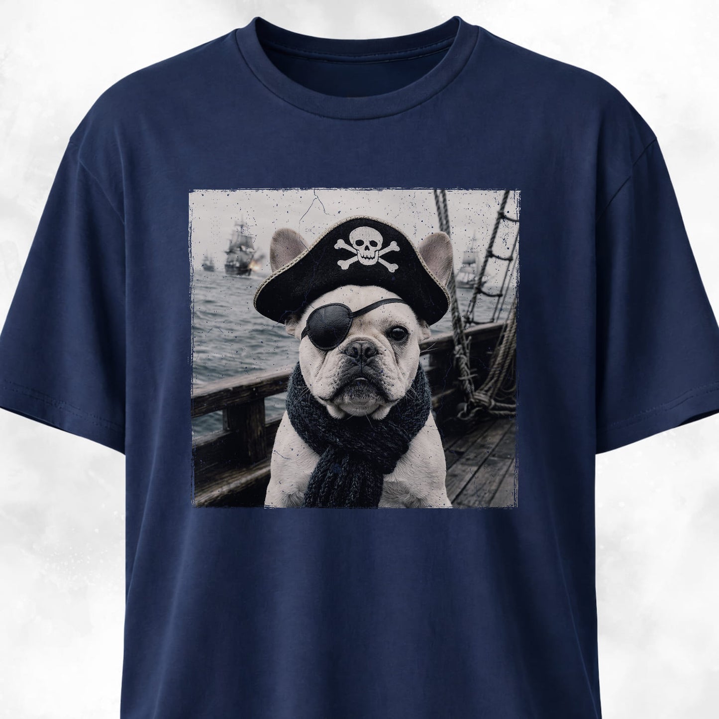 Pirate Frenchie On A Ship T-Shirt